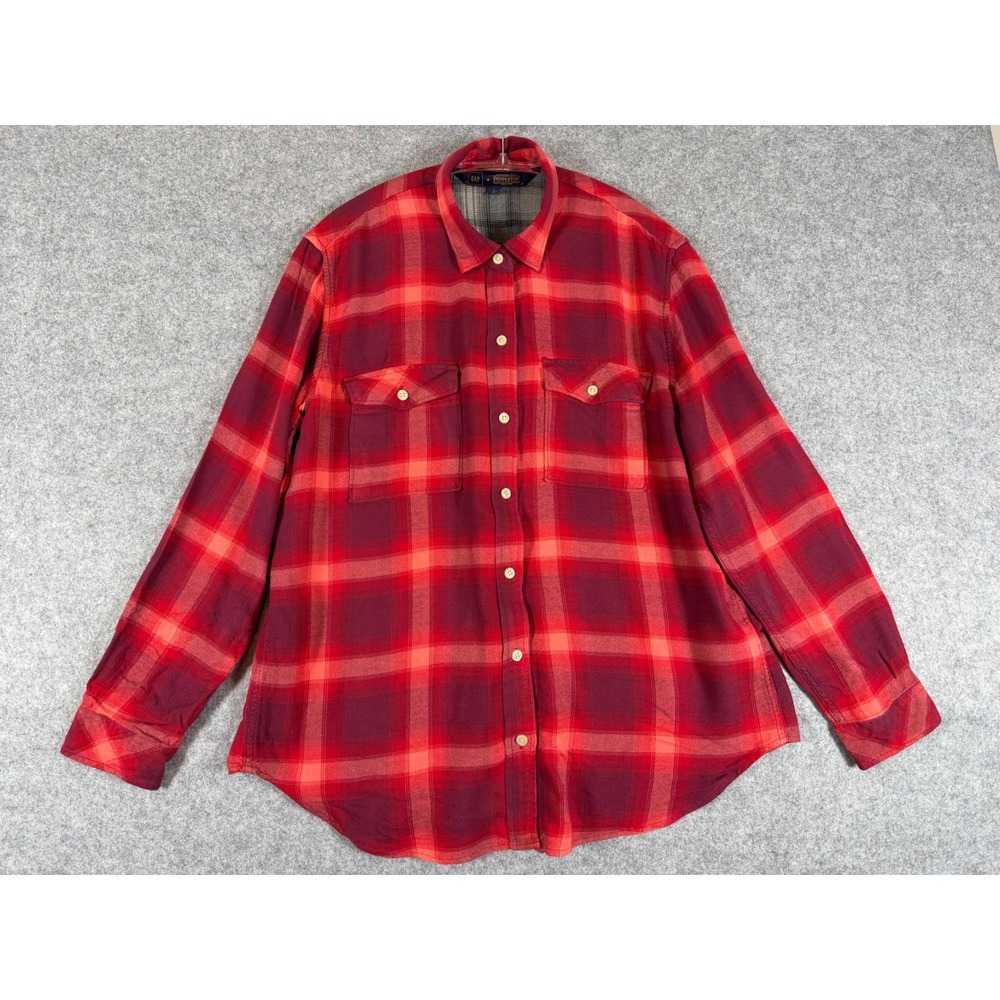 Gap x Pendleton Plaid Button Down Shirt Mens Large Red Excellent Soft Rayon